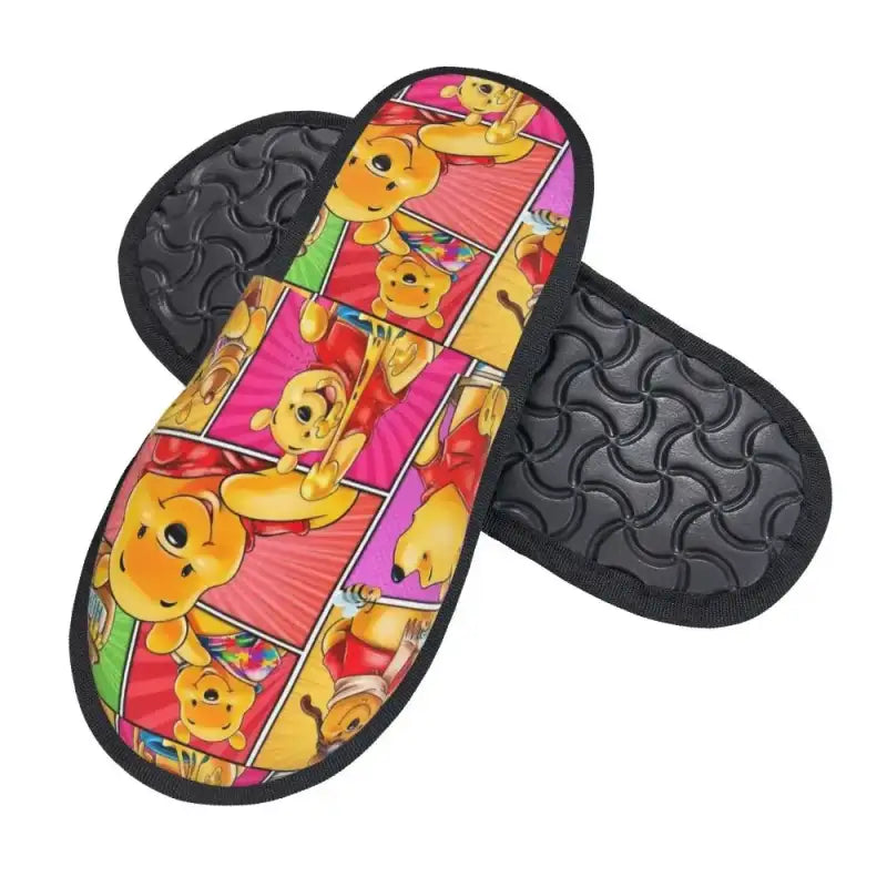 Custom Winnie Pooh Bear Manga House Slippers Women Cozy Memory Foam Slip On Hotel Slipper Shoes