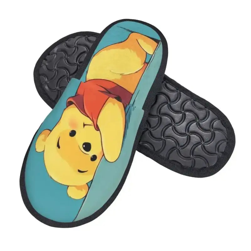 Custom Winnie Pooh Bear Manga House Slippers Women Cozy Memory Foam Slip On Hotel Slipper Shoes