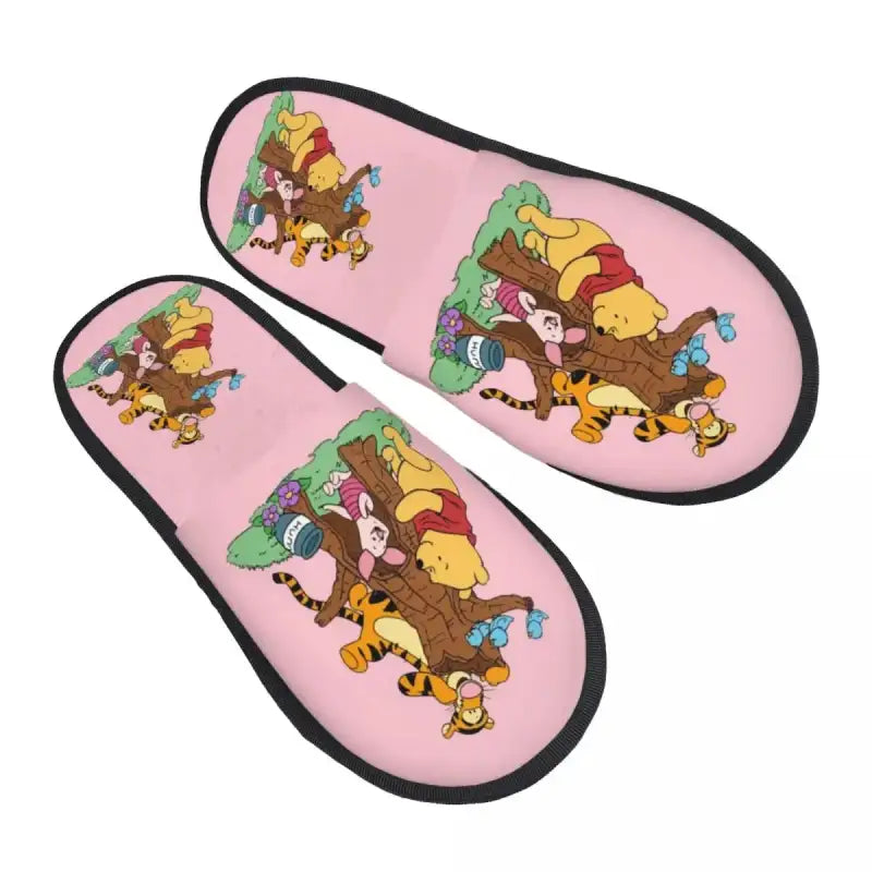 Custom Winnie Pooh Bear Manga House Slippers Women Cozy Memory Foam Slip On Hotel Slipper Shoes - 7 / M
