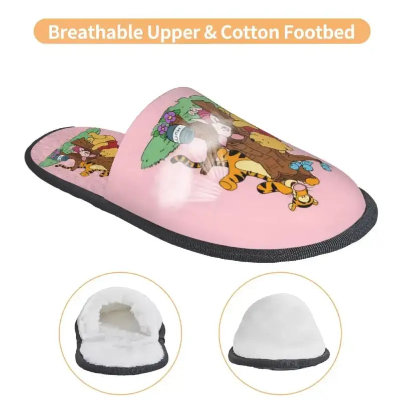 Custom Winnie Pooh Bear Manga House Slippers Women Cozy Memory Foam Slip On Hotel Slipper Shoes