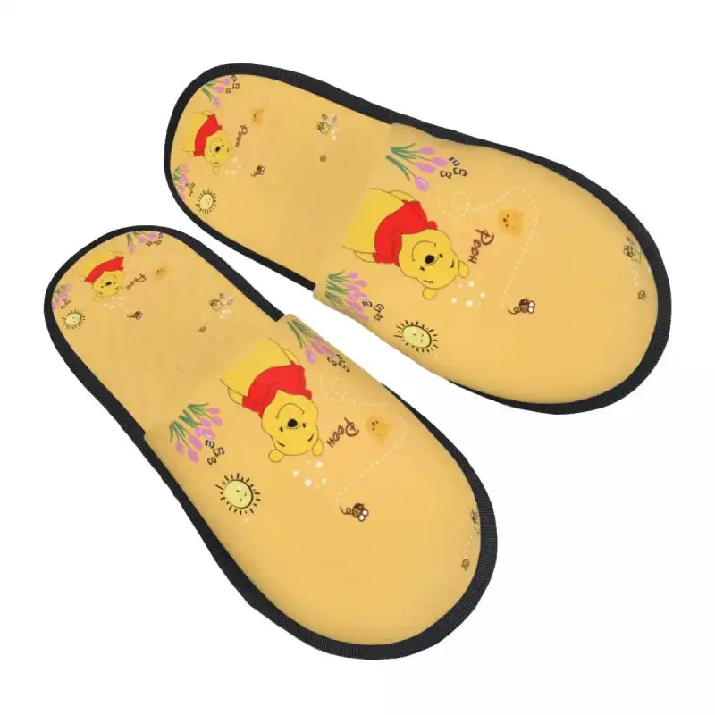 Custom Winnie Pooh Bear Manga House Slippers Women Cozy Memory Foam Slip On Hotel Slipper Shoes - 8 / L