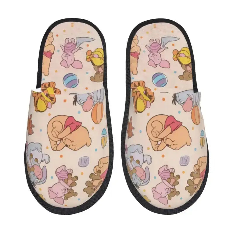 Custom Winnie Pooh Bear Manga House Slippers Women Cozy Memory Foam Slip On Hotel Slipper Shoes