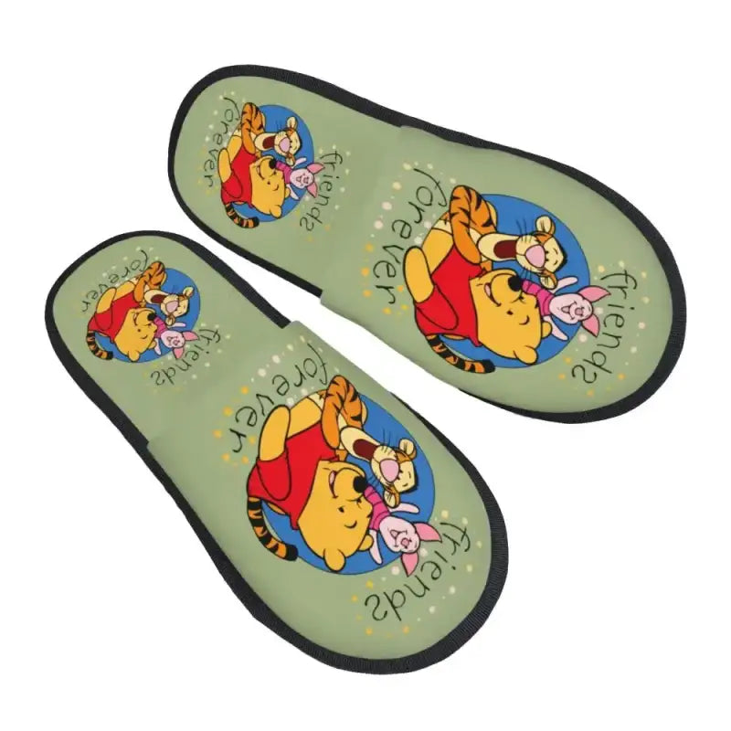 Custom Winnie Pooh Bear Manga House Slippers Women Cozy Memory Foam Slip On Hotel Slipper Shoes