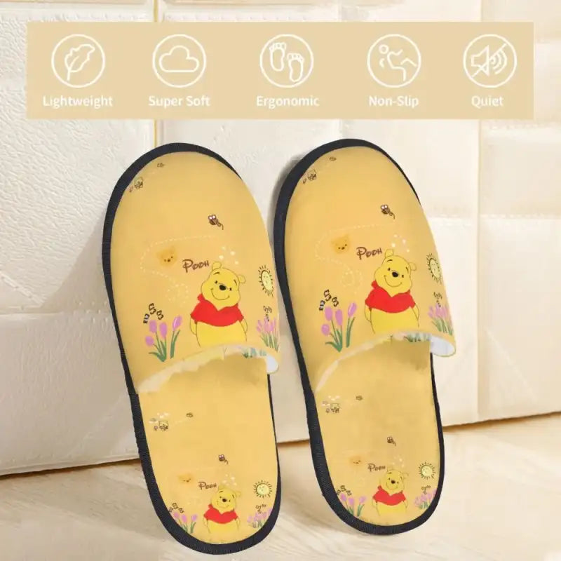 Custom Winnie Pooh Bear Manga House Slippers Women Cozy Memory Foam Slip On Hotel Slipper Shoes