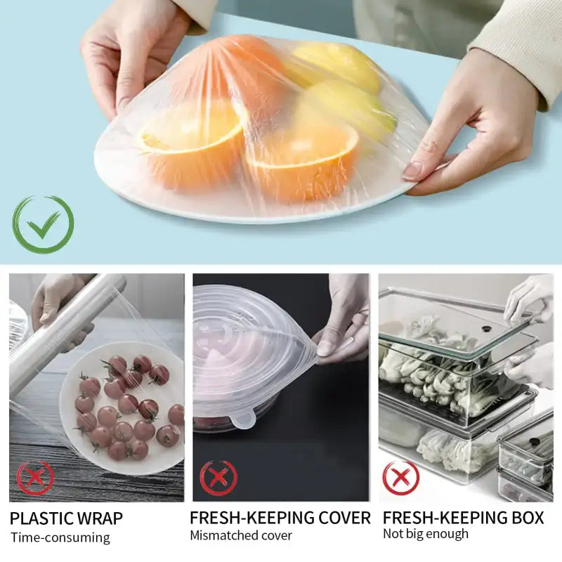 100 Pieces Plastic Wrap Extra Thick Disposable Plastic Wrap - Clear Retractable Plastic Wrap for Leftovers Fruits