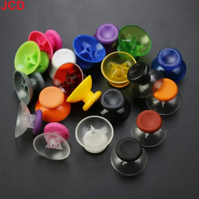 Colorful assortment of joystick thumb grips.