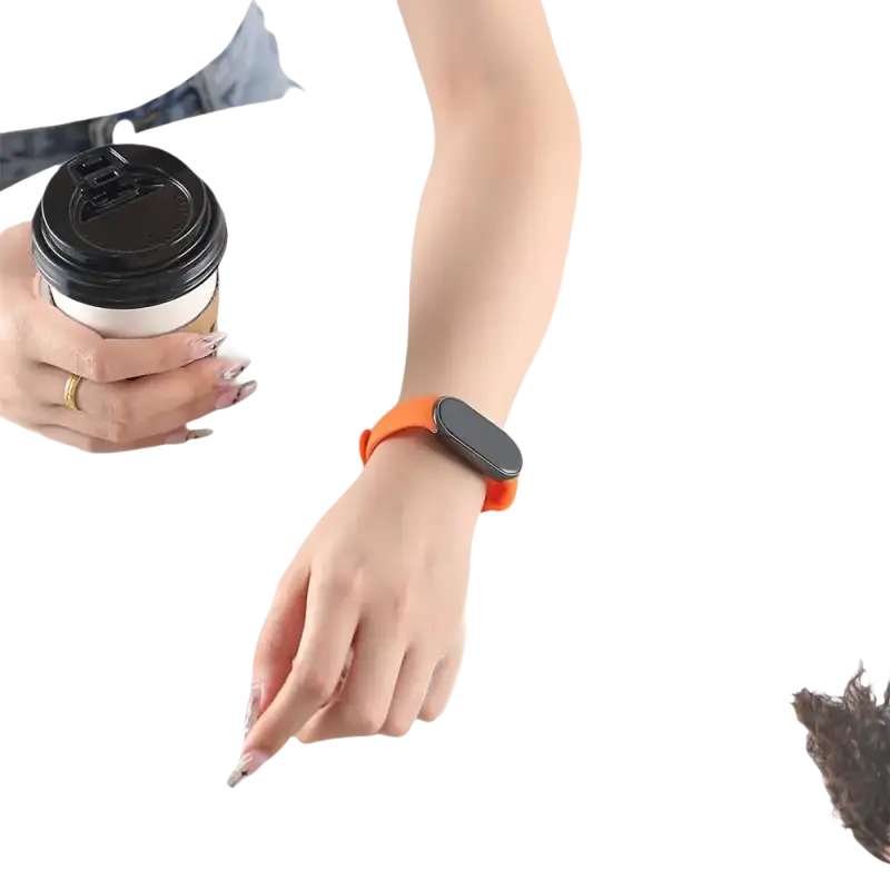 Orange smart watch.