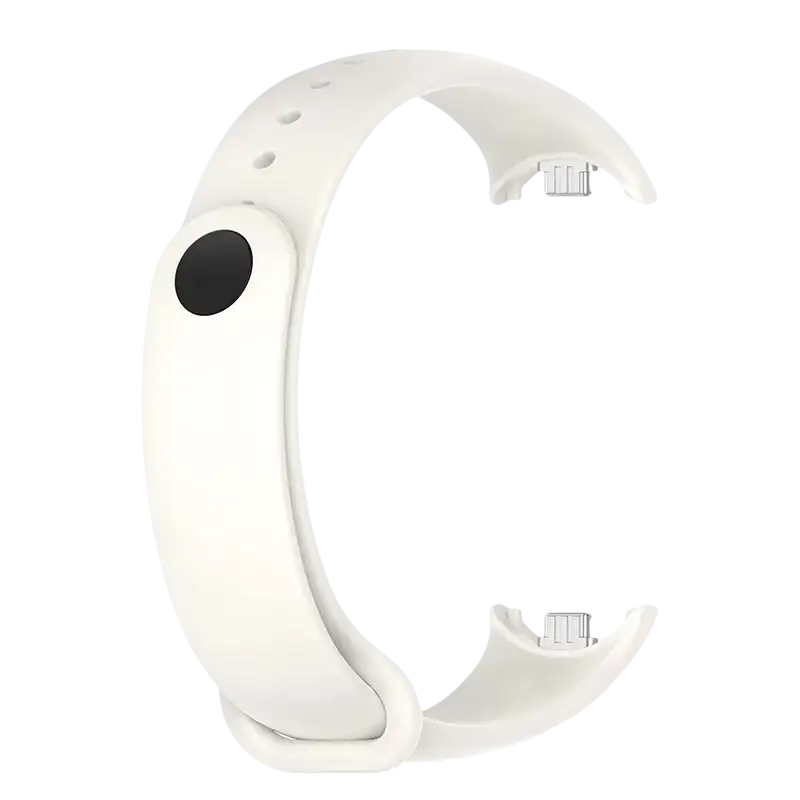 White fitness tracker wristband.