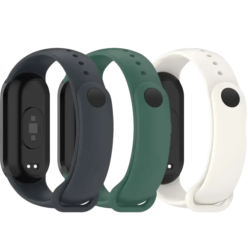 Three fitness tracker bands.