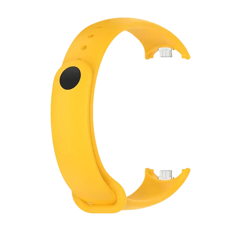 Yellow fitness tracker wristband.