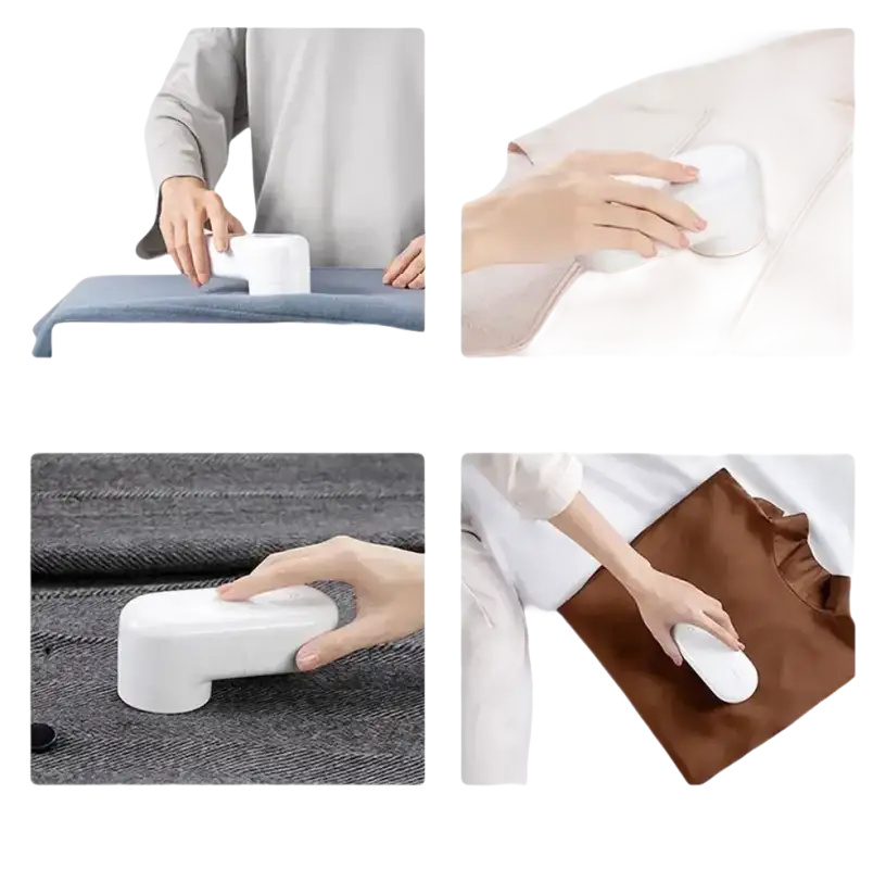 Fabric shaver on various materials.