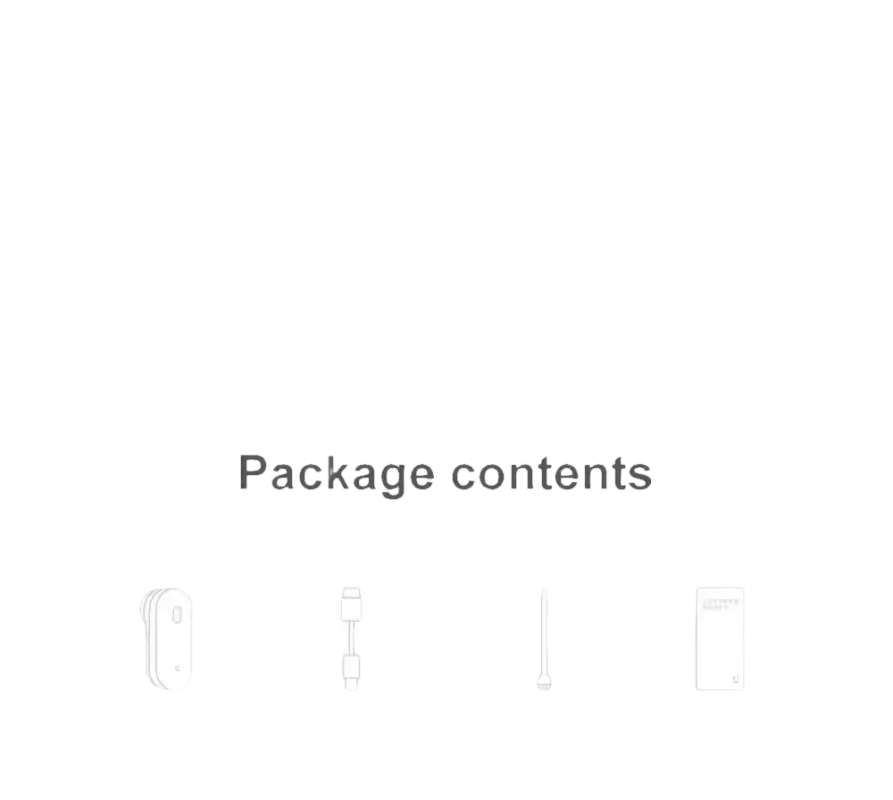 Product specifications and package contents.