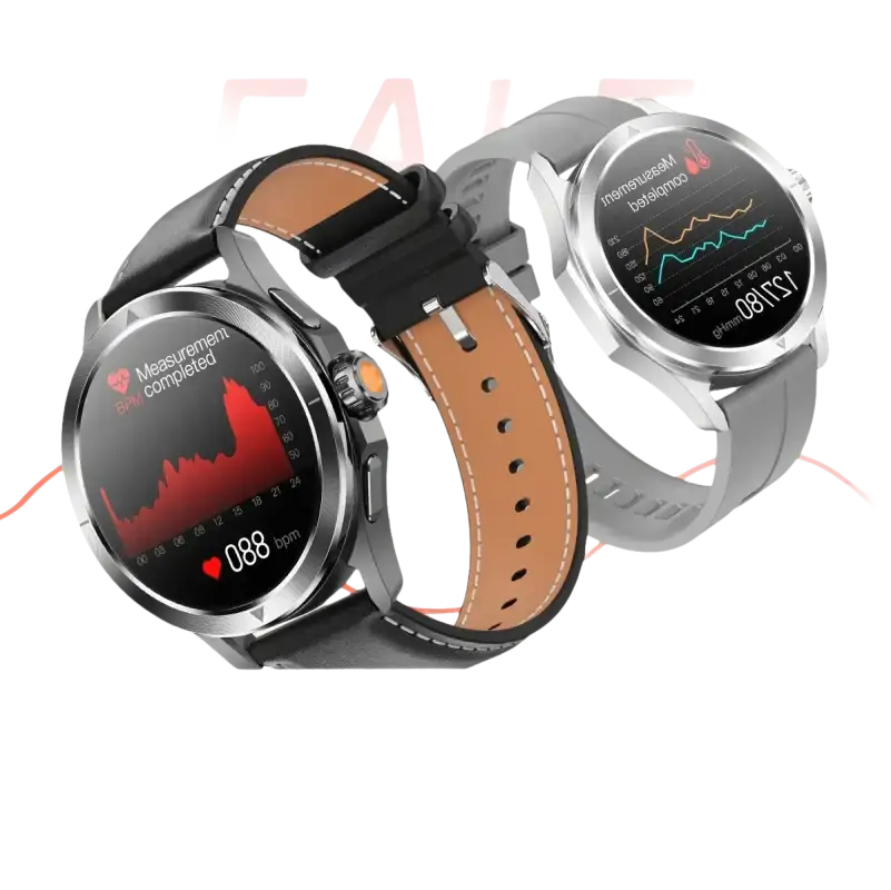 Smartwatches displaying health data.