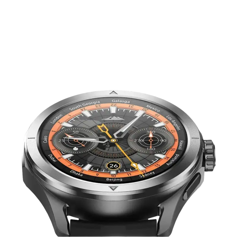 Smartwatch with world time display.