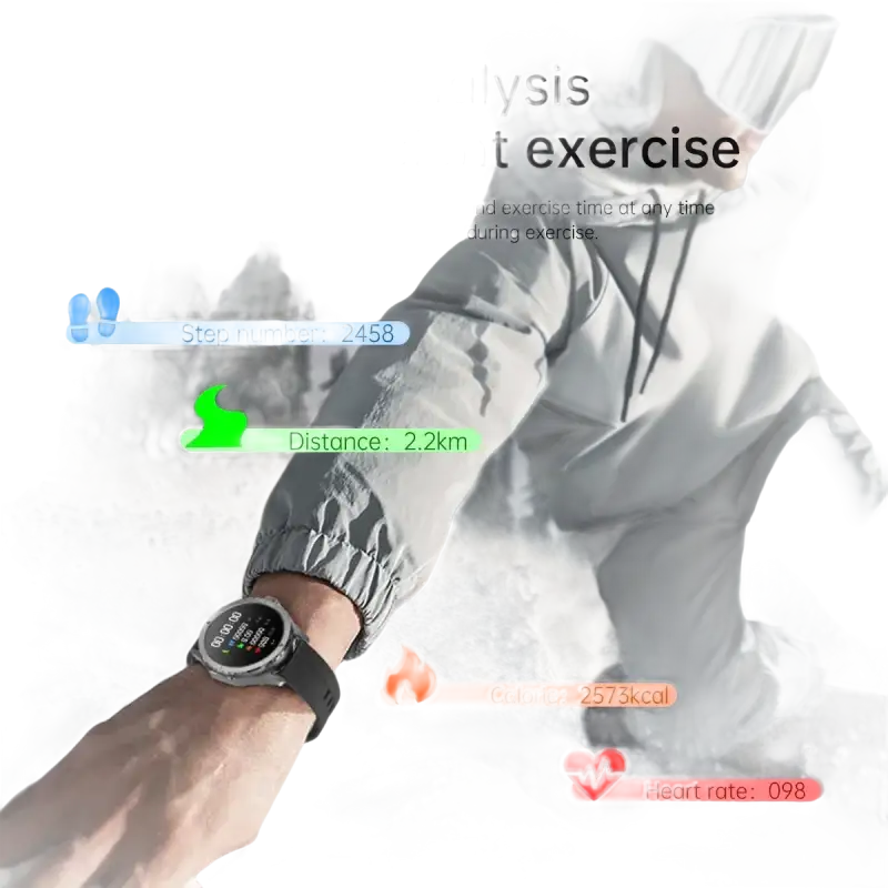 Smartwatch displaying fitness data.