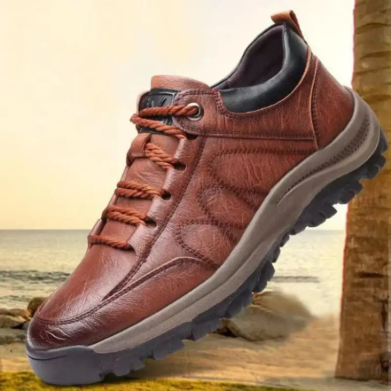 Men’s Sneakers Lace-up Leather Casual Shoes Outdoor Running Shoes Men Non Slip Low Top Walking Shoe Plus Size 48 Tênis
