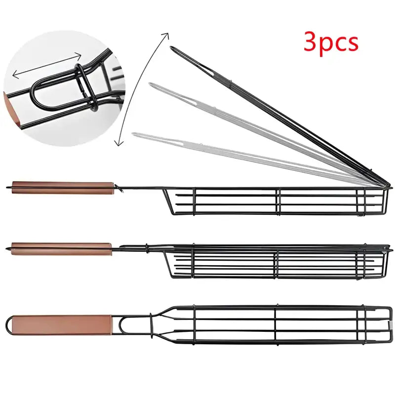 Stainless Steel BBQ Grill Mesh Tool Set - Burlywood 45cm 3pcs
