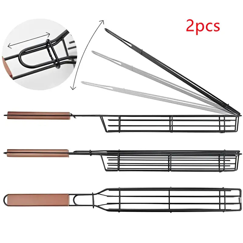 Stainless Steel BBQ Grill Mesh Tool Set - Burlywood 45cm 2pcs