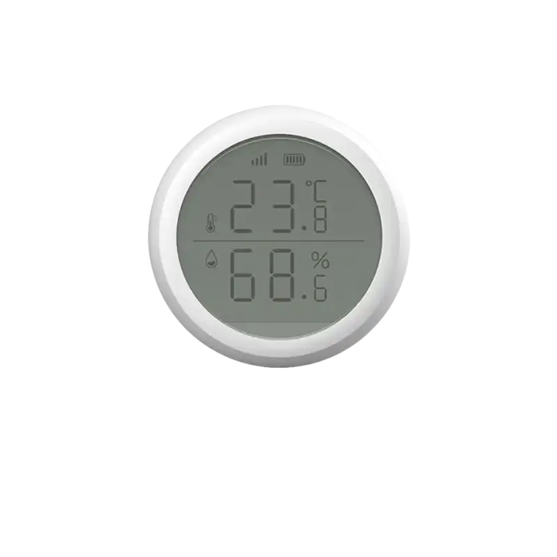 Round digital temperature and humidity sensor.