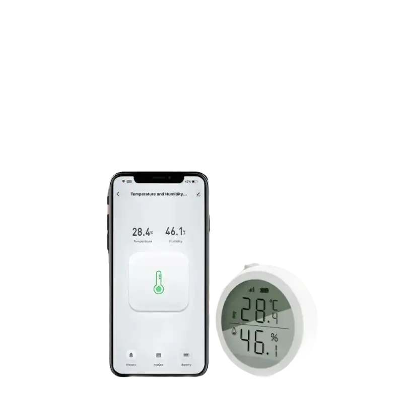 Smart temperature and humidity monitor.