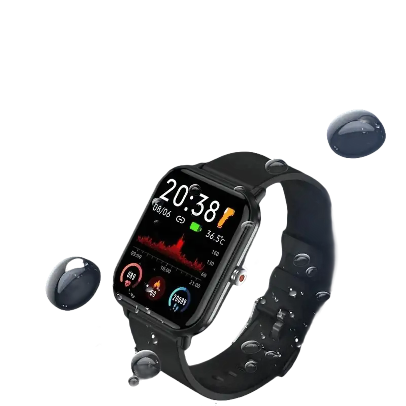 Black LIGE Q9 Pro smartwatch with digital display, body temp music, and waterproof design