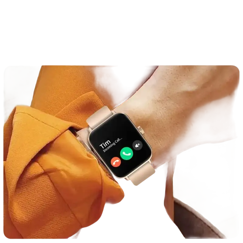 Smartwatch displaying an incoming call.