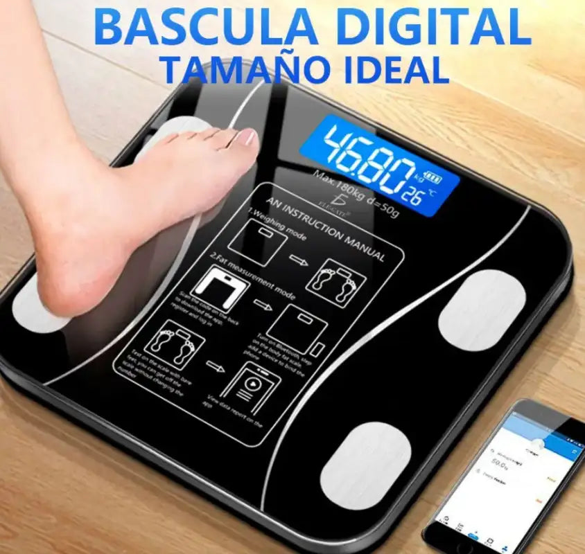 SmartScale Pro: App-Enabled Weight Tracker & USB Charge - Black