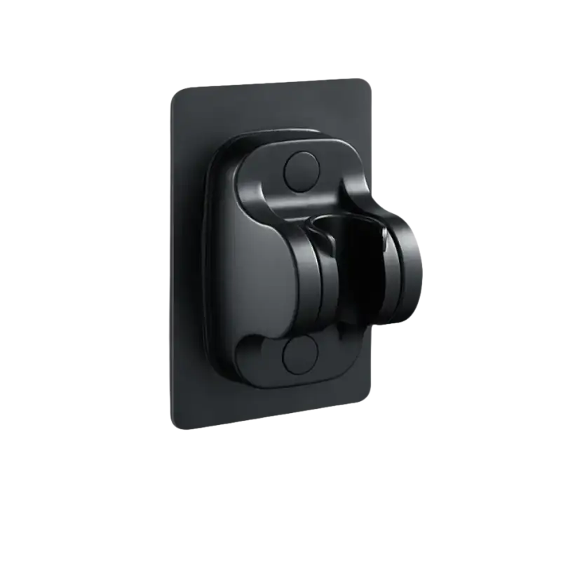 Black punch-free shower head holder.