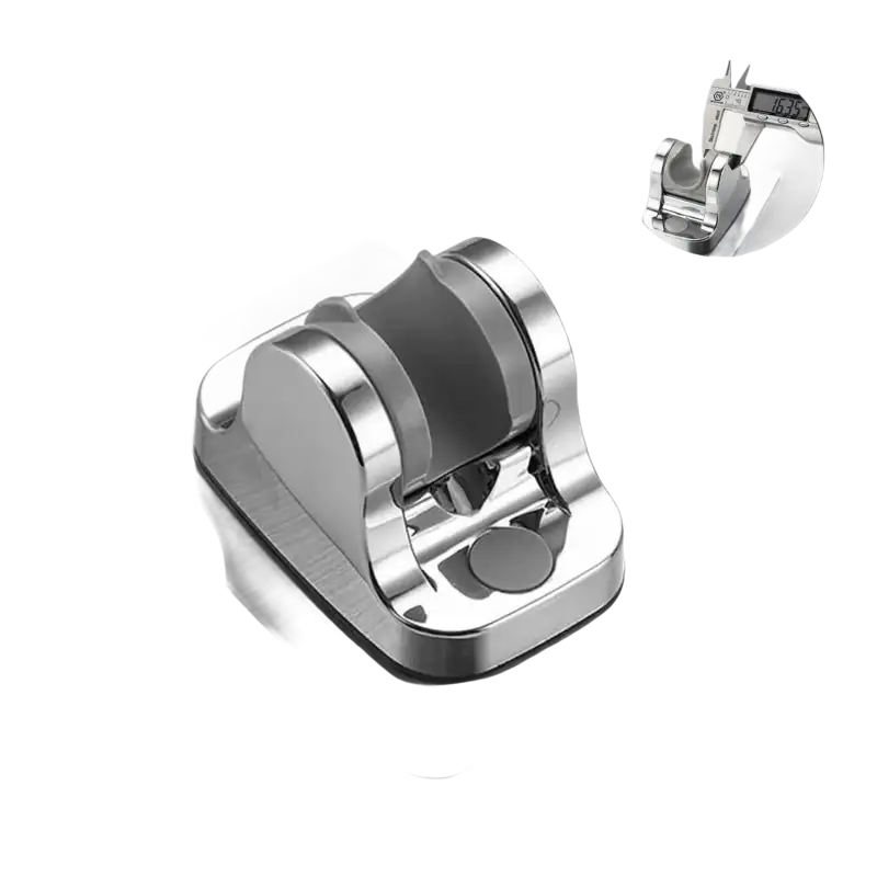 Chrome shower head holder with adhesive base.