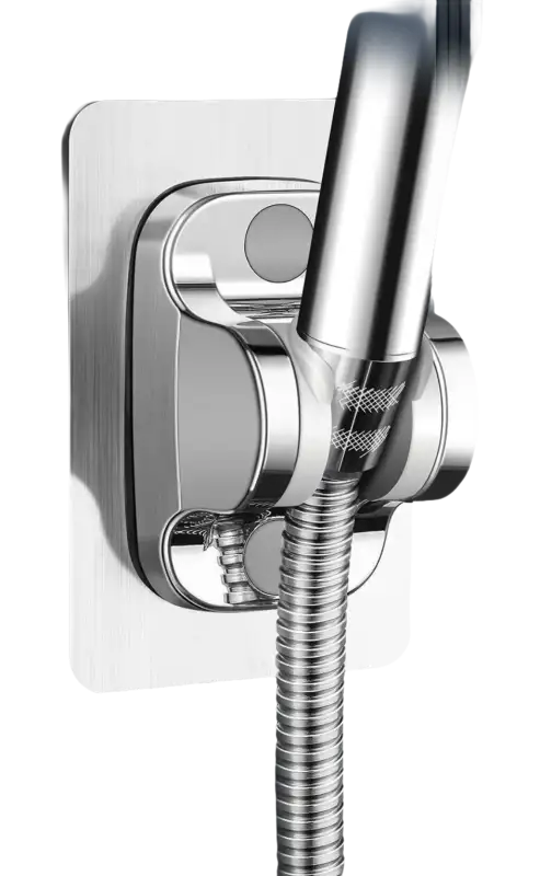 Chrome shower head holder.