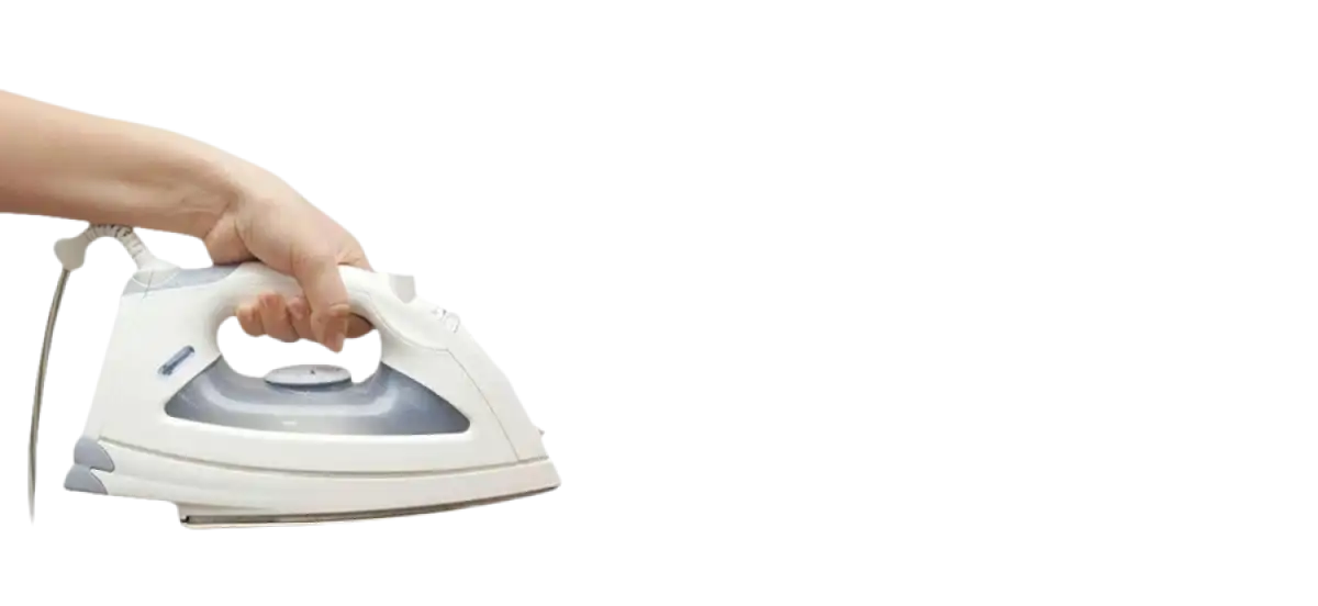 Steam iron being used.