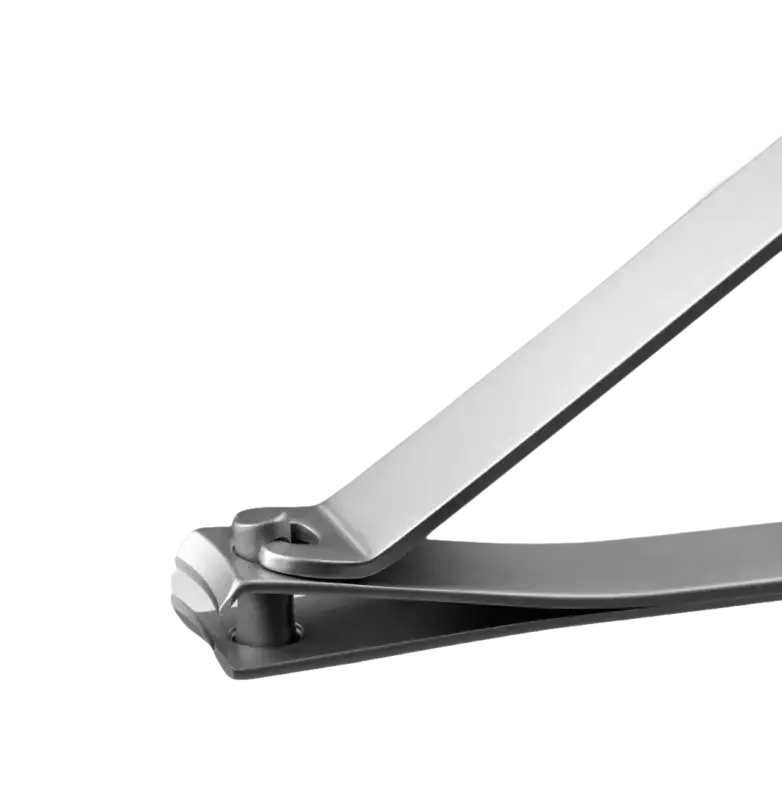 Silver-toned nail clippers.
