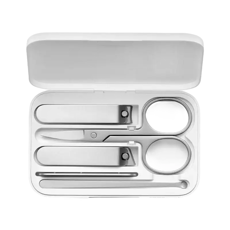 Open white manicure set.