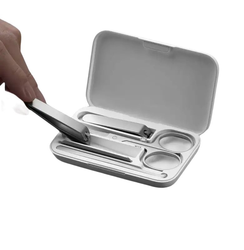 Open manicure set with tools.