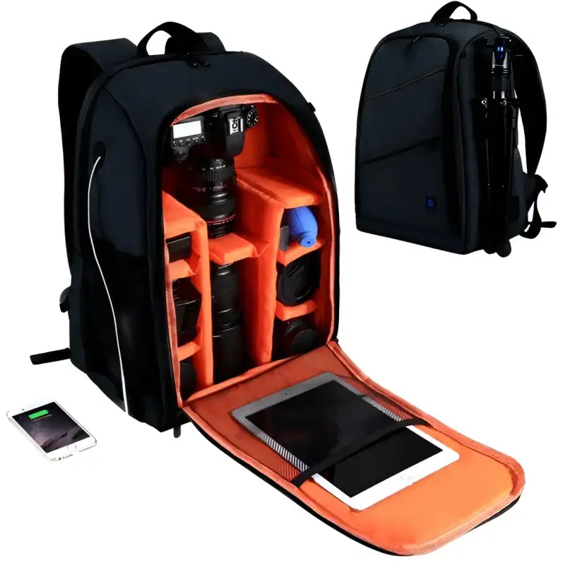 AquaGuard Camera Backpack: Rugged DSLR/Mirrorless Bag 🌧️🎒 - Black