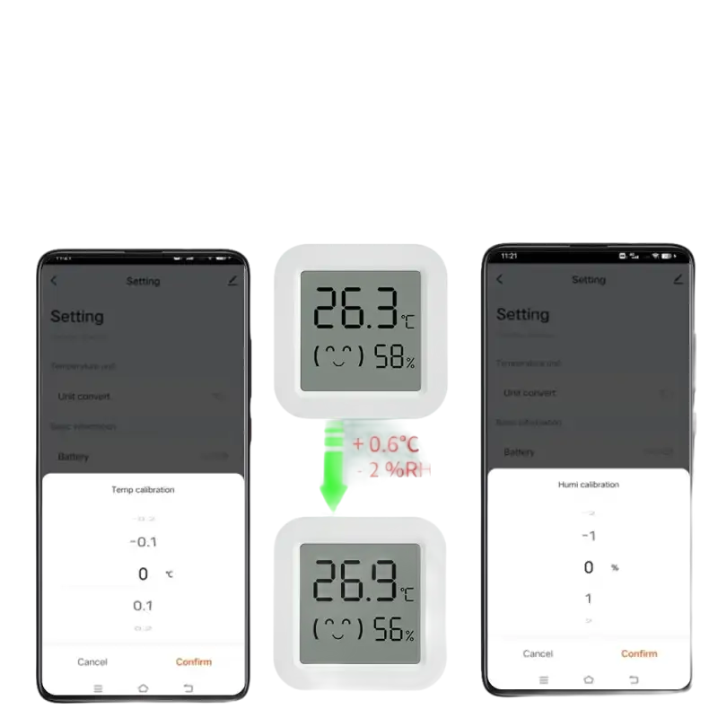Temperature and humidity calibration process with Your Sweet Tuya Temperature Humidity Sensor Mini LCD Display, trendy tech gadget