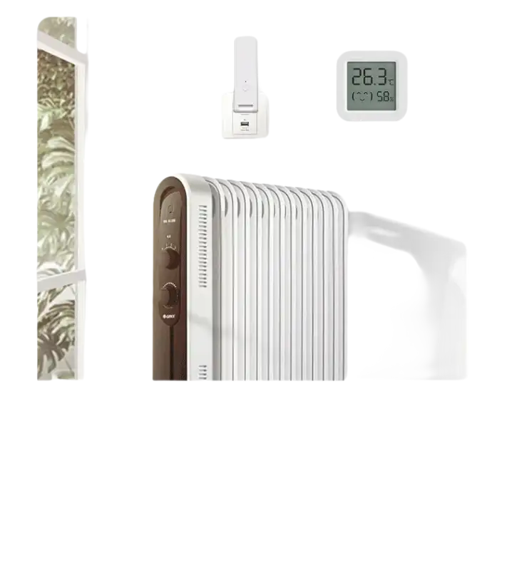 Smart electric heater with tuya temperature humidity sensor and trendy mini LCD display
