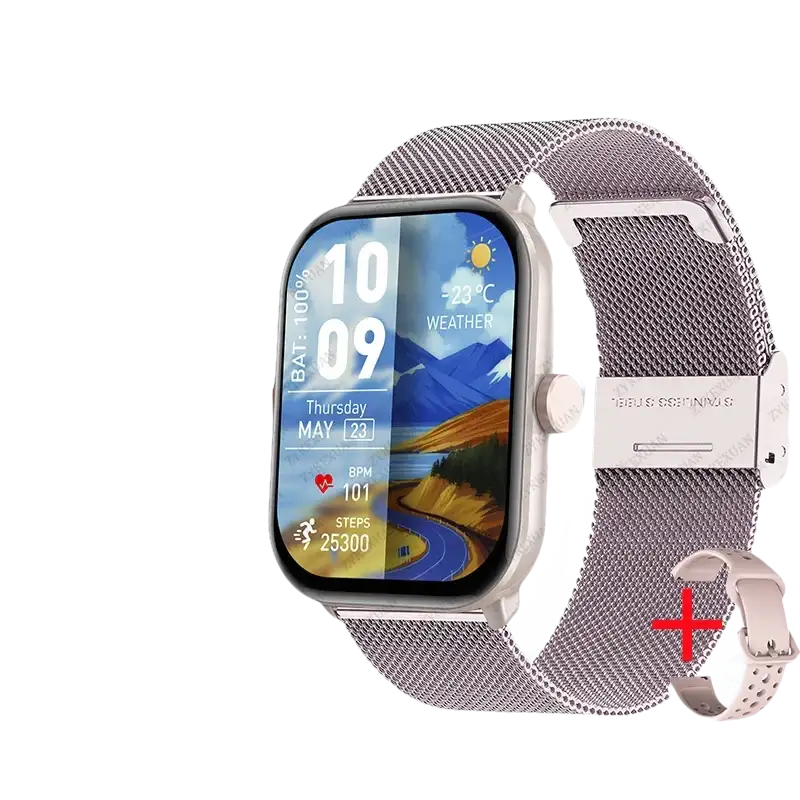 Silver Xiaomi Watch 5 with mesh band.