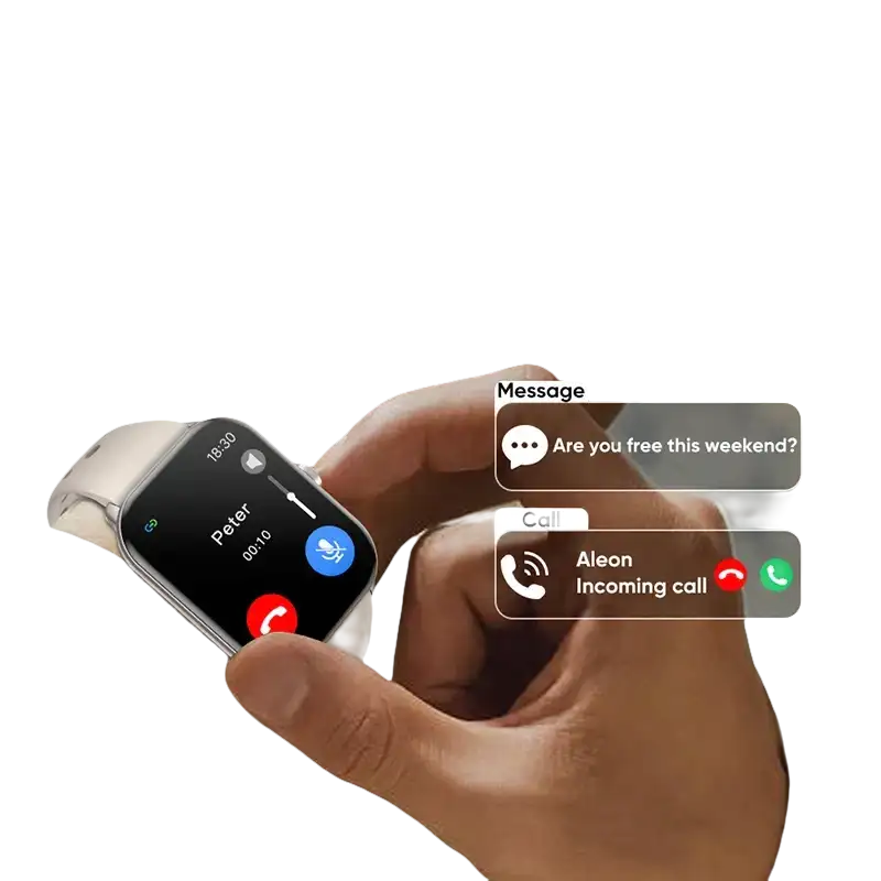 Smartwatch with call and message notifications.