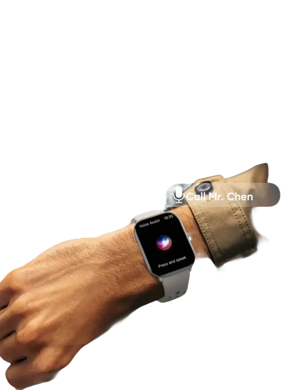 Smartwatch with voice assistant interface.