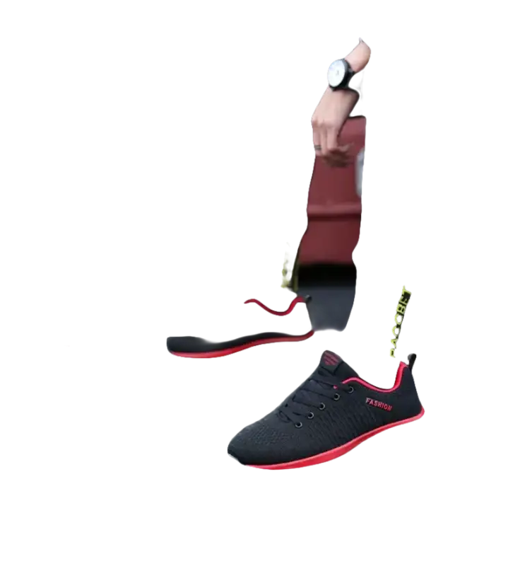 Black and red sneakers.