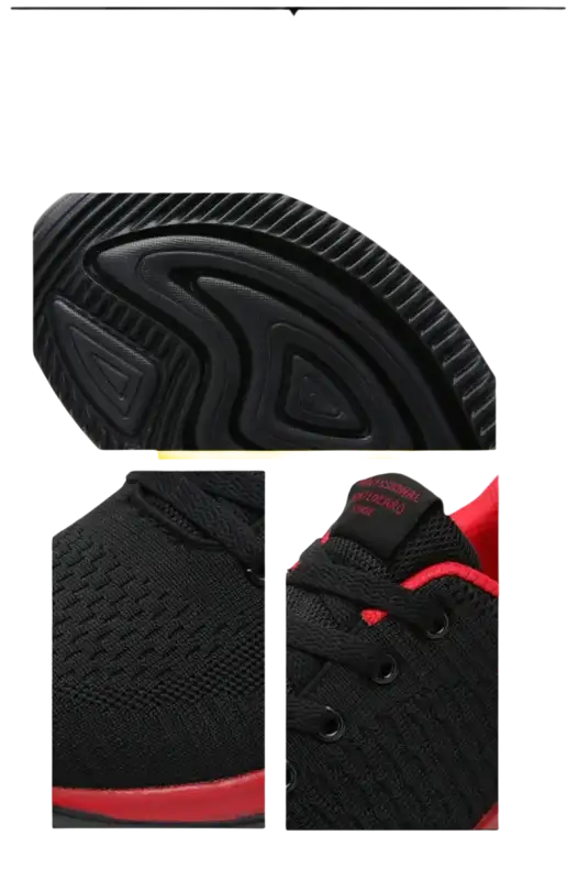 Black and red athletic shoe.