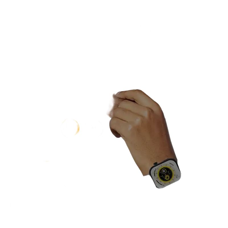 Smartwatch with various app icons.