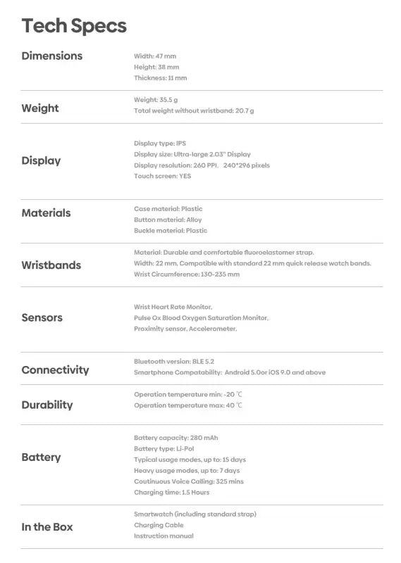 New Zeblaze GTS 3 Voice Calling Smart Watch Ultra-big 2.03’’ HD Screen 24H Health Monitor 100 + Sports Modes 200