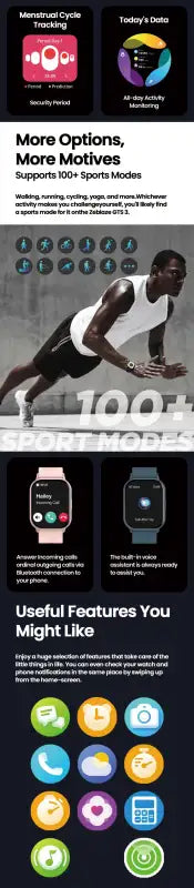 New Zeblaze GTS 3 Voice Calling Smart Watch Ultra-big 2.03’’ HD Screen 24H Health Monitor 100 + Sports Modes 200