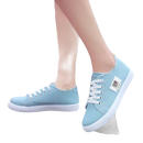 Light blue canvas sneakers.