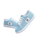 Light blue canvas sneakers with white laces.