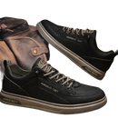 Black leather casual shoes.