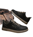 Black leather casual shoes.