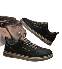Black leather casual shoes.